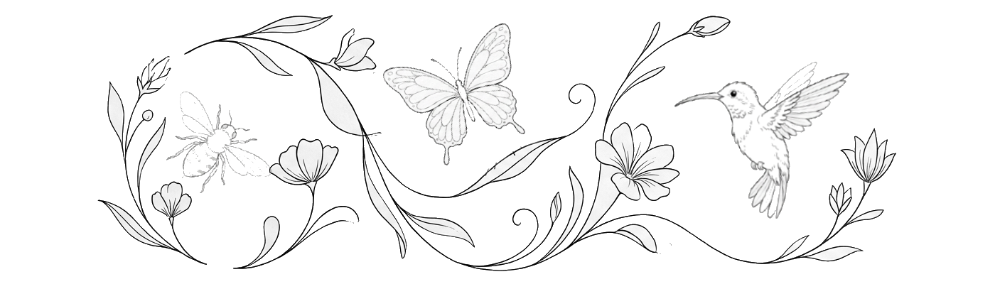 bee, butterfly, hummingbird